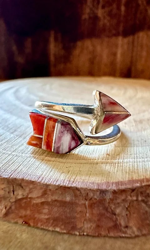 Rustic cameo rings-SPIRIT ARROW Micro Inlay Ring • Adjustable