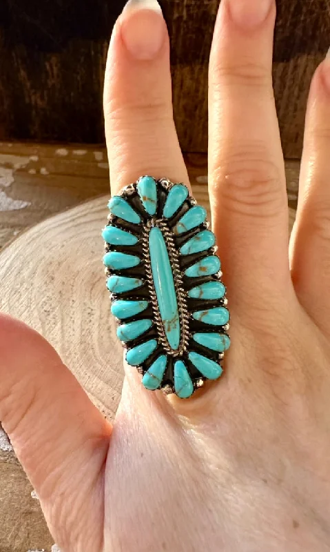 Mixed metal rings-BIG BLUE Navajo Silver & Blue Howlite Ring • Multiple Sizes