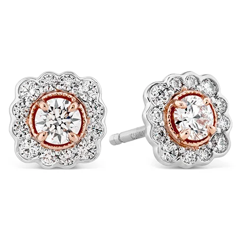 Woven cord earrings-Hearts On Fire Liliana Flower Stud Diamond Earrings