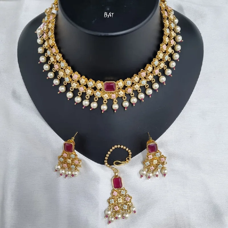 Satin gloss necklaces-Lucentarts Jewellery Gold Plated Meenakari Necklace Set