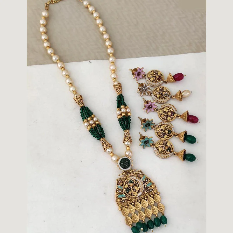 Elastic thread necklaces-Rani Sati Jewels Gold Plated Necklace Set