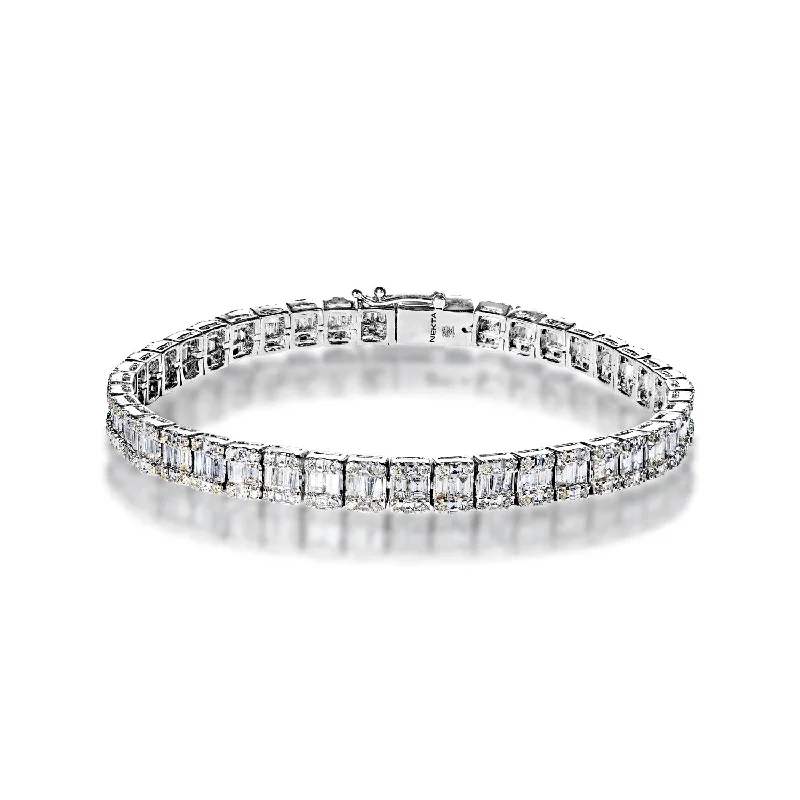 Morganite bangles-Averi 5 Carat Combine Mix Shape Single Row Diamond Tennis Bracelet in 14k White Gold