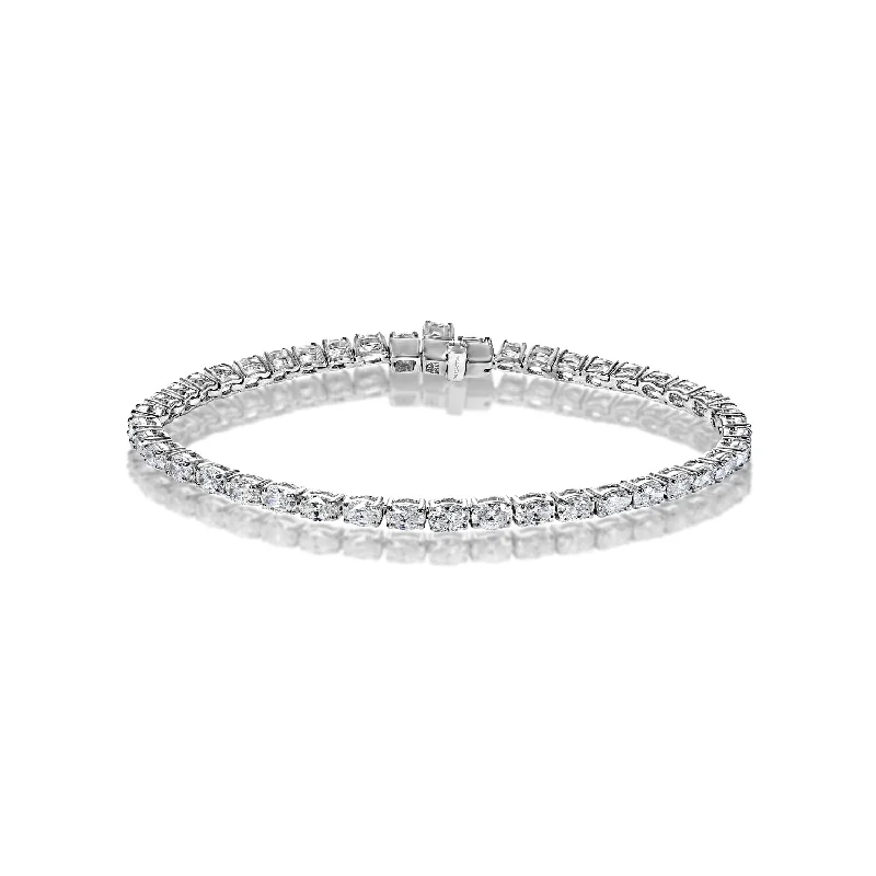 Surf theme bangles-Alessia 6 Carat Oval Cut Single Row Diamond Tennis Bracelet in 14k White Gold