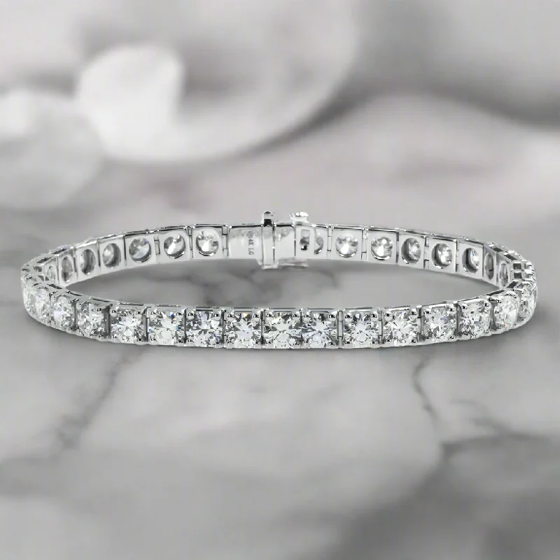 Cosmic glow bangles-Lopamudra 15 Carat Round Lab Grown Diamond Tennis Bracelet in 14K White Gold