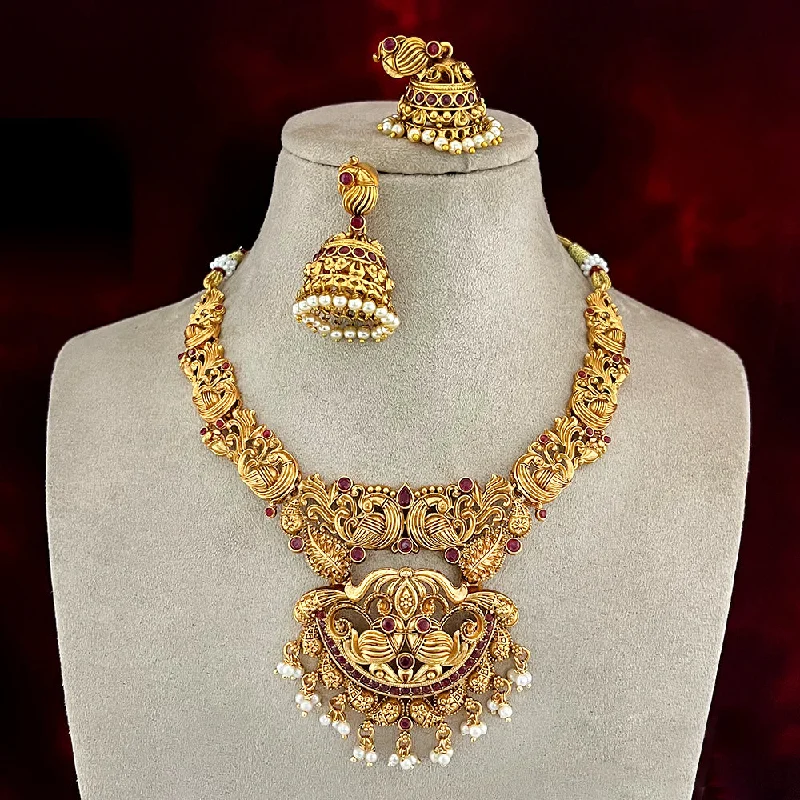 Silk cord necklaces-Diksha Collection Gold Plated Necklace Set