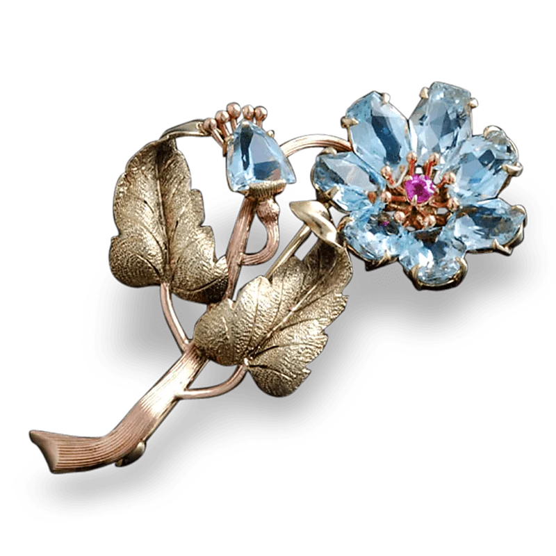 Morganite stone brooch-Floral Aquamarine Brooch