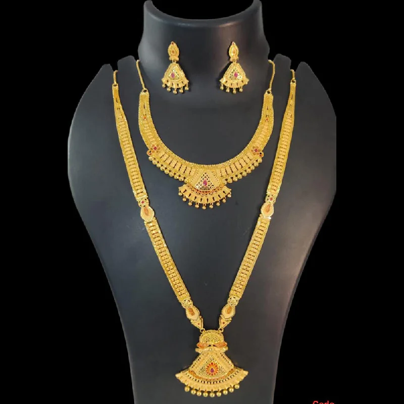 Stellar sign necklaces-Pari Art Jewellery Forming Gold Double Necklace Set