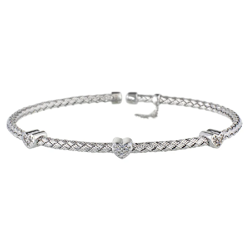 Shiny modern bangles-Silver Hearts Bracelet