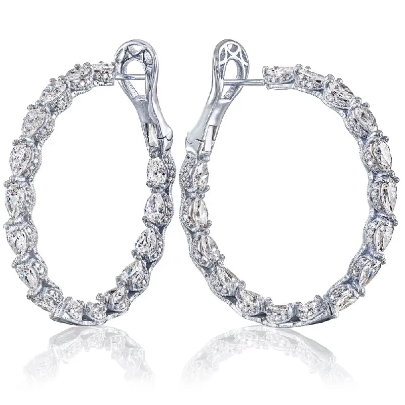 Flat badge earrings-Tacori Diamond Hoop Earrings