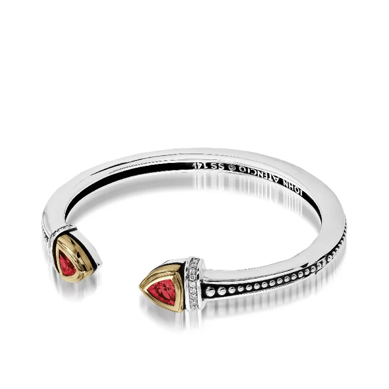 Sleek design bangles-Arrivo Narrow Trillion Cuff Bracelet with Pave Diamonds