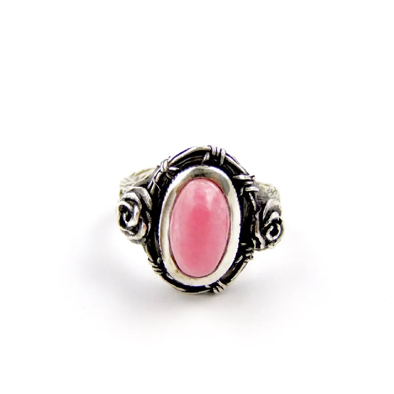 Retro charm rings-Rhodochrosite TIMH Ring