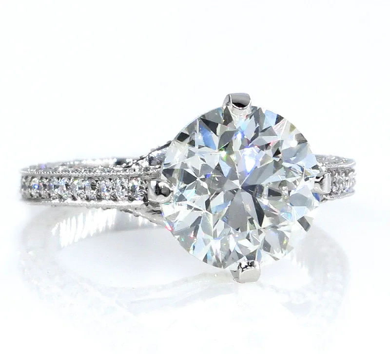 Flat knot rings-4.36ct Estate Round Brilliant Cut Diamond Solitaire Engagement Wedding Platinum Ring