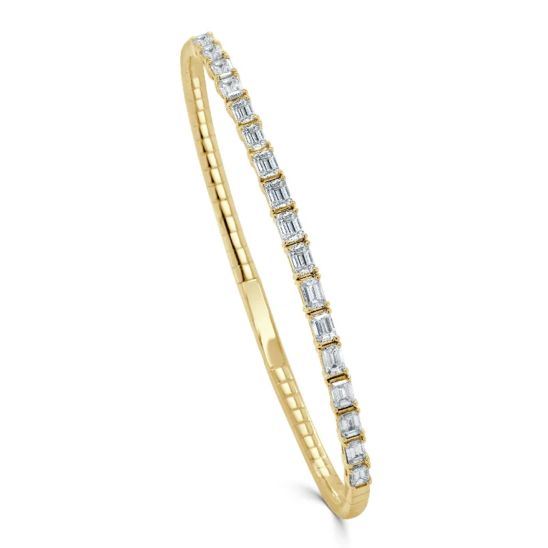 Baroque pearl bangles-14k Gold & Emerald-Cut Flexible Bangle