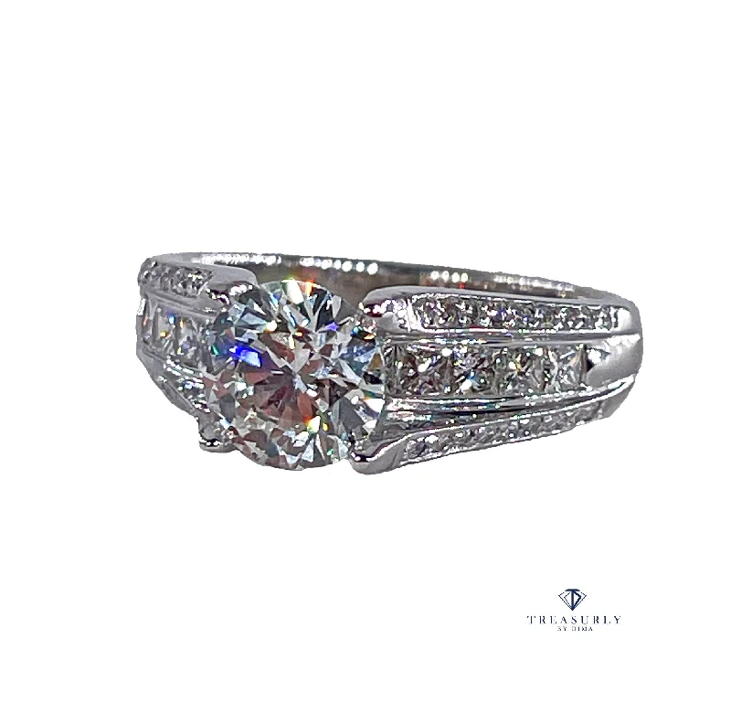 Small star rings-GIA 2.85ct H SI1 Round Cut Diamond Engagement Wedding Platinum Estate Ring