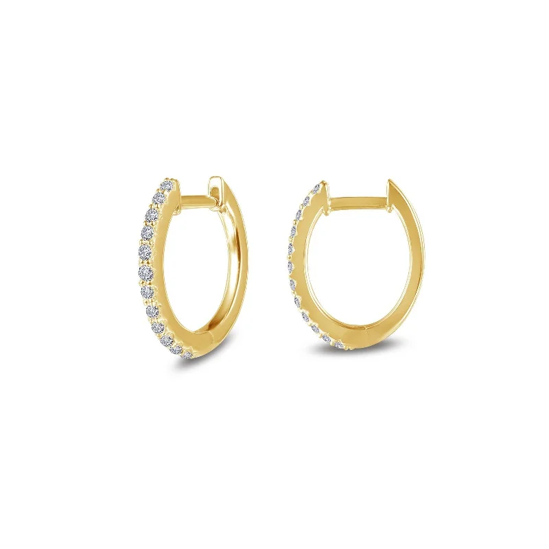 Rough texture earrings-Lafonn Simulated Diamond Oval Huggie Hoop Earrings E0345CLG00