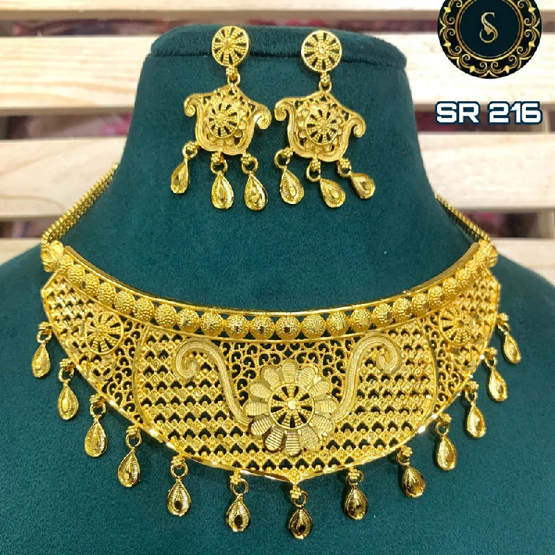 Vintage bead necklaces-Siara Collections Forming Gold Necklace Set