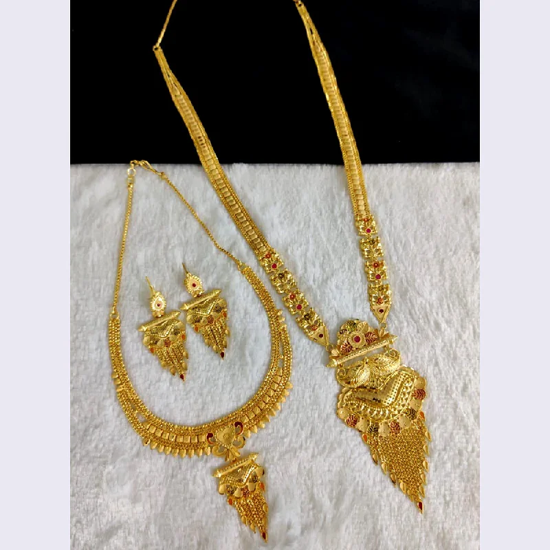 Warm wood necklaces-Pari Art Jewellery Forming Gold Double Necklace Set