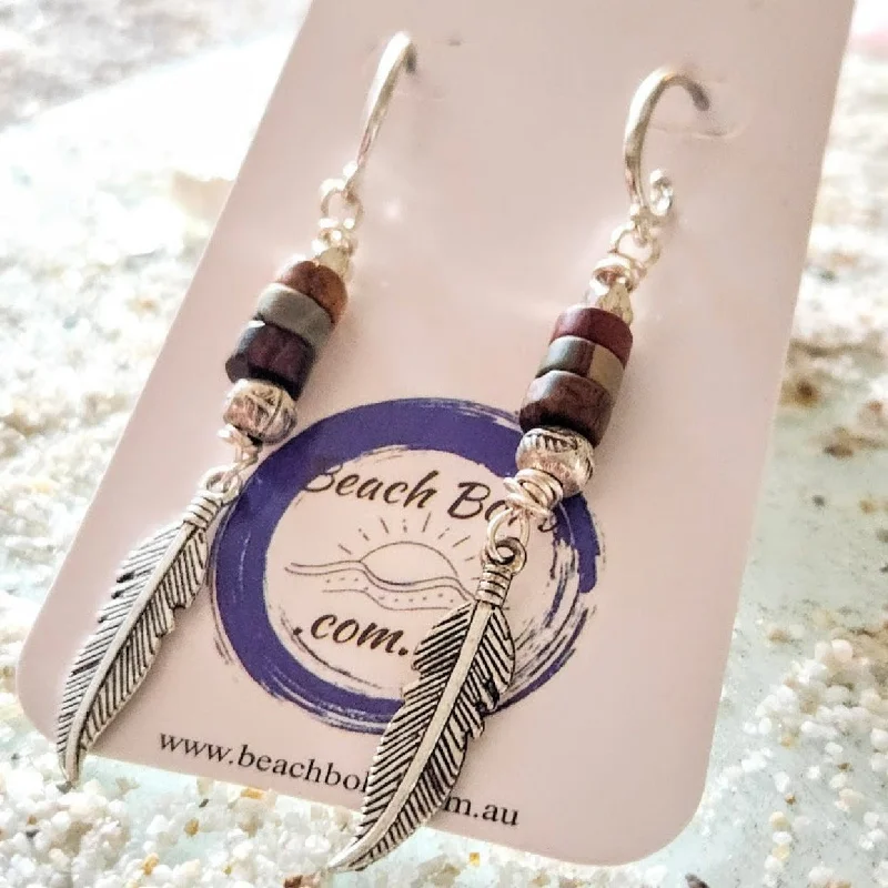 Yarn tassel earrings-AGATE LEAVES - HILLTRIBE DANGLE EARRINGS