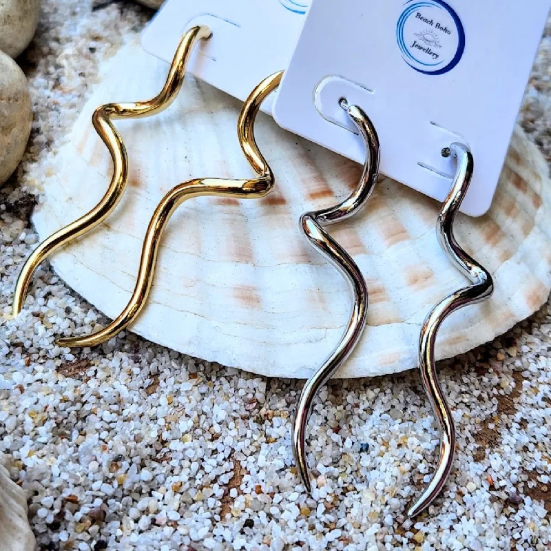 Dainty gem earrings-OUROBOROUS -  18K GOLD OR SILVER SNAKE WATERPROOF EARRINGS