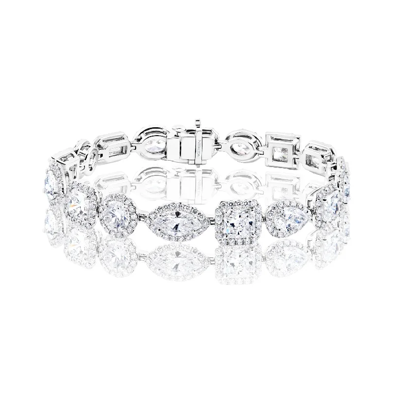 Bead charm bangles-Promise 21 Carat Combine Mix Shape Diamond Bracelet in Platinum