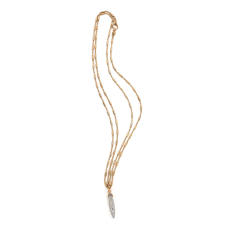 Wave pattern necklaces-Stiletto Pavé Bar Chain Pendant - 18K Rose Gold Vermeil + CZ Blanc