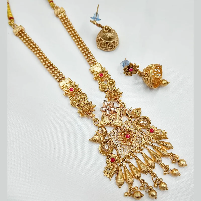 Chunky gem necklaces-Padmawati Bangles Gold Plated Pota Stone Necklace Set