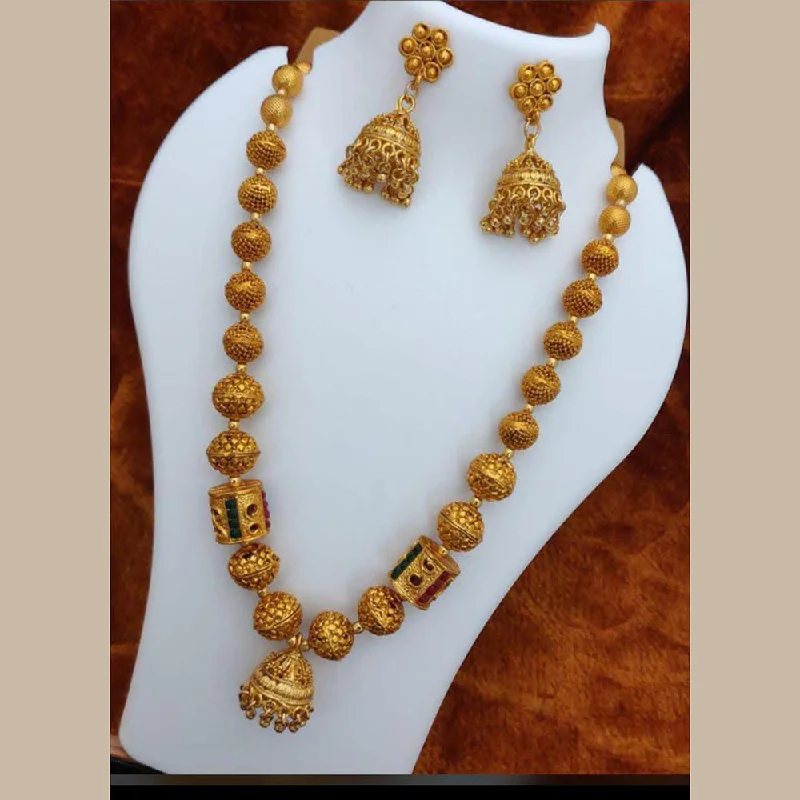 Bright stone necklaces-India Art Gold Plated Necklace Set