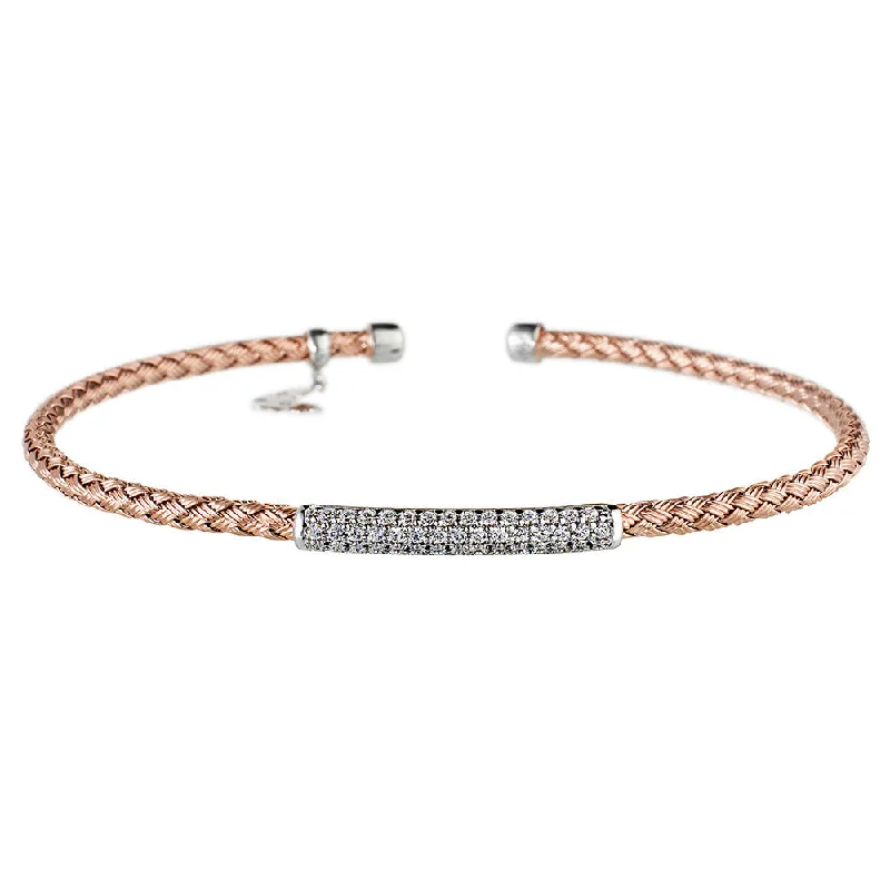 Dusk gothic bangles-Rose Gold Bracelet CZ Bar