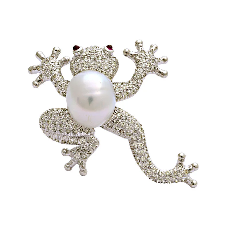 Multi-stone brooch-Brooch-Ruby, South Sea Pearl and Diamond