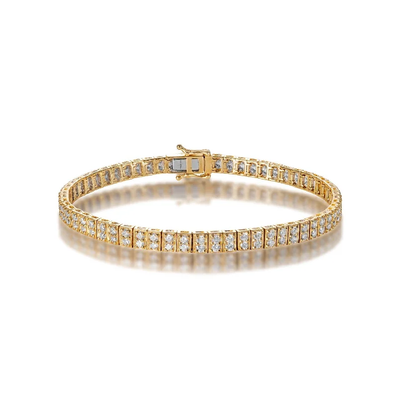 Custom word bangles-Iyla 3 Carat Round Brilliant Diamond Tennis Bracelet in 14k Yellow Gold