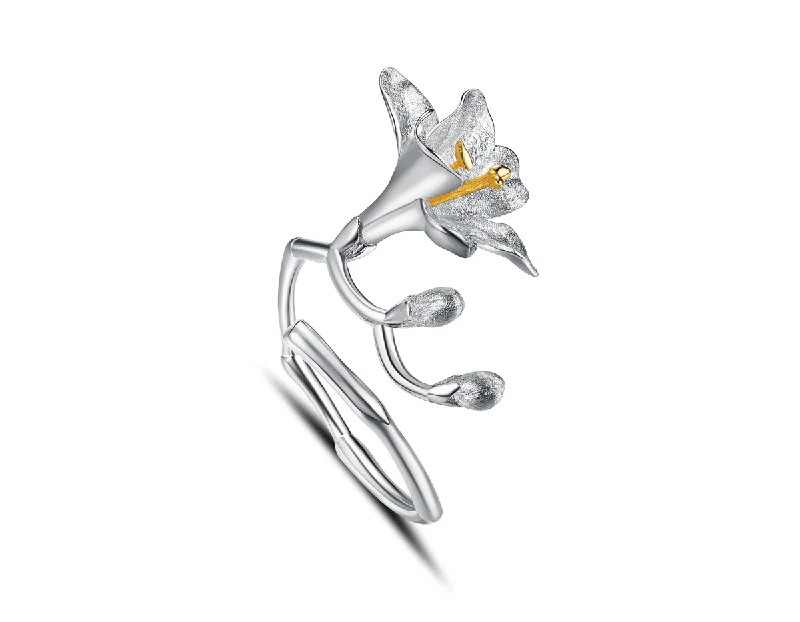 Fluid gem rings-Freesia Flower Ring