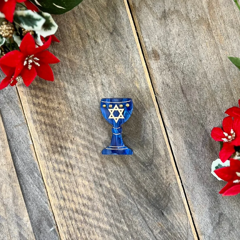 Light filigree brooch-Mini Kiddush Cup Brooch