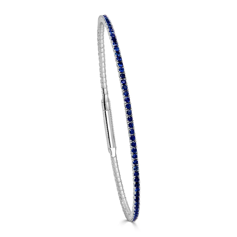 Tiny star bangles-14K Gold & Blue Sapphire Flexible Eternity Bangle