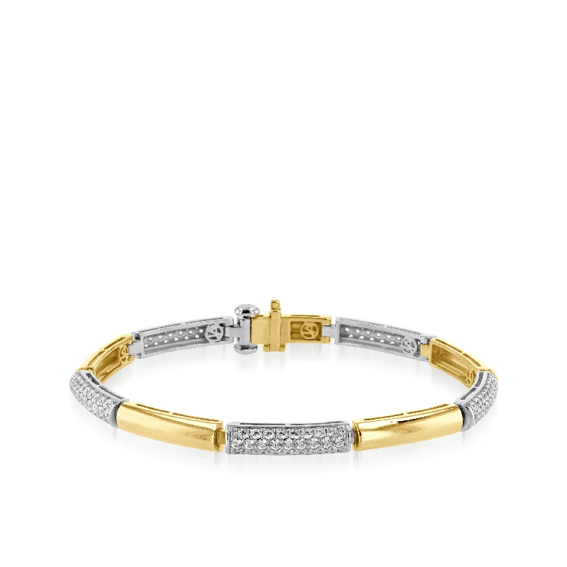 Java tile bangles-Essence Two Tone Diamond Link Bracelet