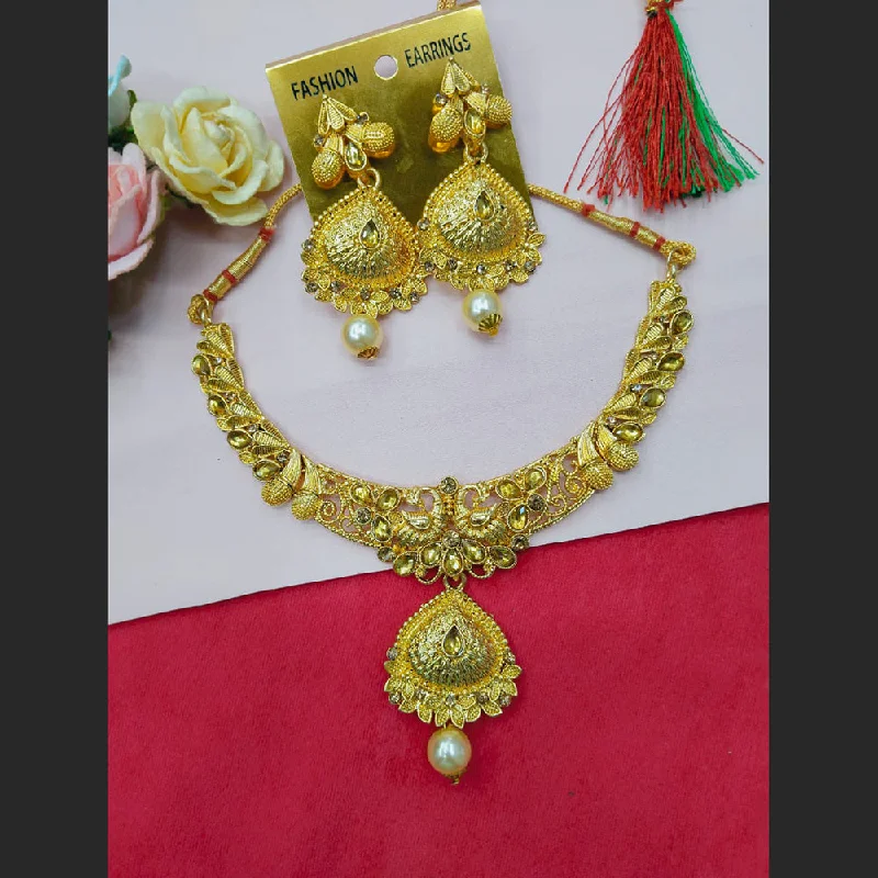 Old style necklaces-Manisha Jewellery  Gold Plated Crystal Stone Necklace Set