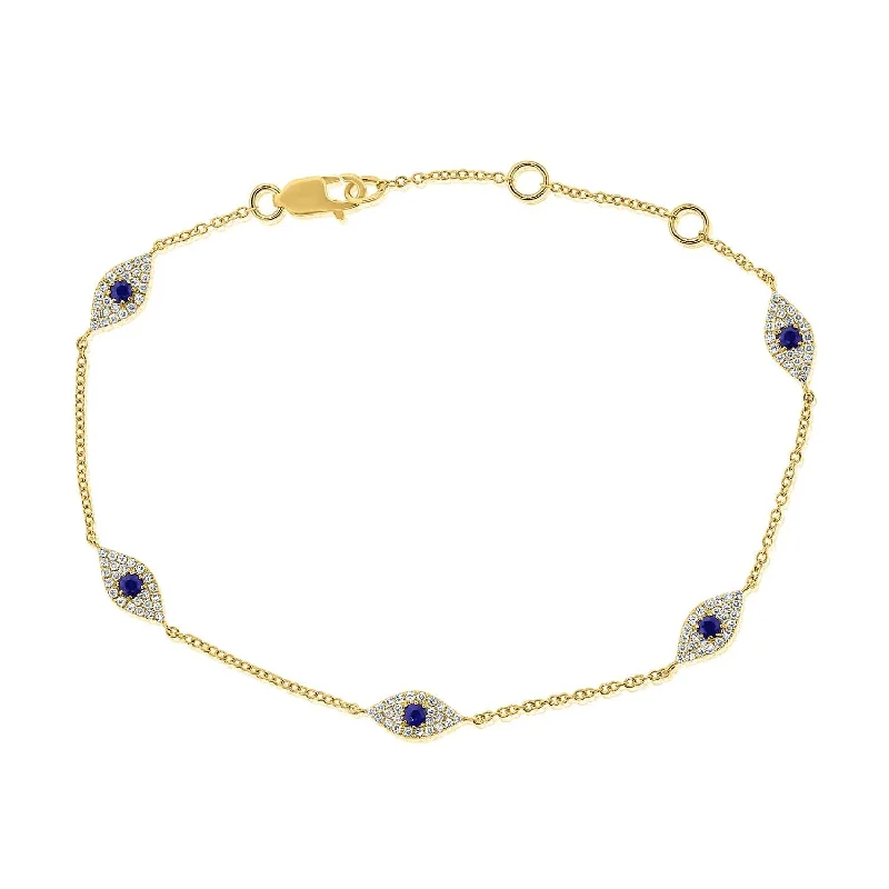 Spring clasp bangles-14k Gold & Diamond Evil Eye Bracelet