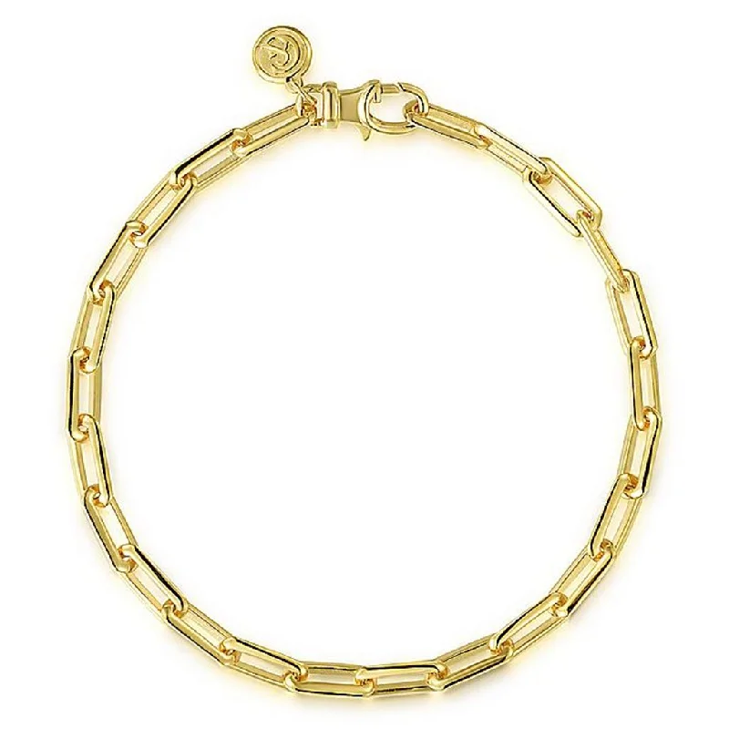 Thin frame bangles-Gabriel 14Ky Elongated Classic Chain Bracelet