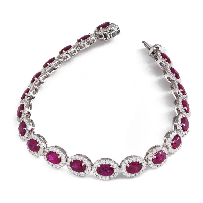 Citrine gem bangles-18ct White Gold Oval Ruby and Diamond Bracelet