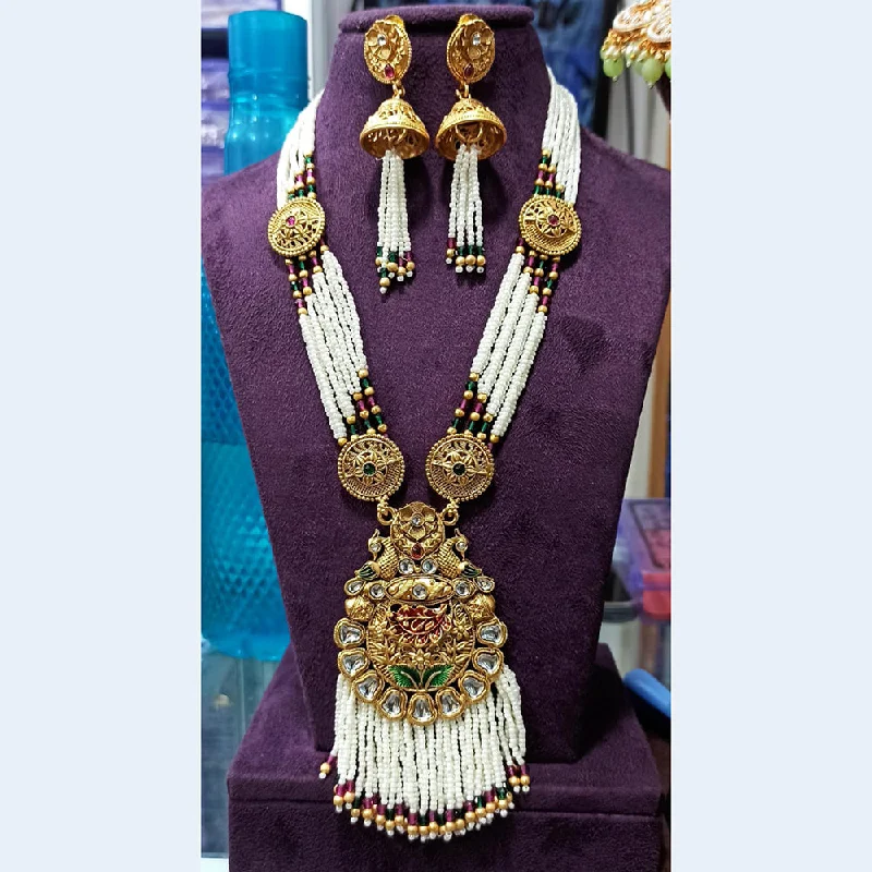 Mixed metal necklaces-Manisha Jewellery Gold Plated Pota Stone Necklace Set