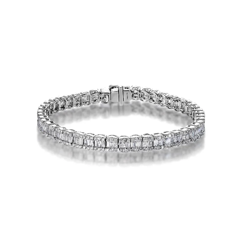 Gem strand bangles-Milan 6 Carat Combine Mix Shape Single Row Diamond Tennis Bracelet in 14k White Gold for Ladies