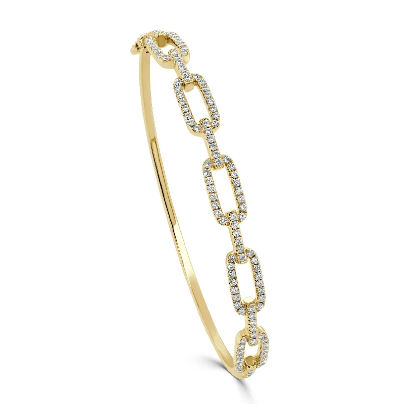 Frosted glass bangles-14k Gold & Diamond Link Bangle