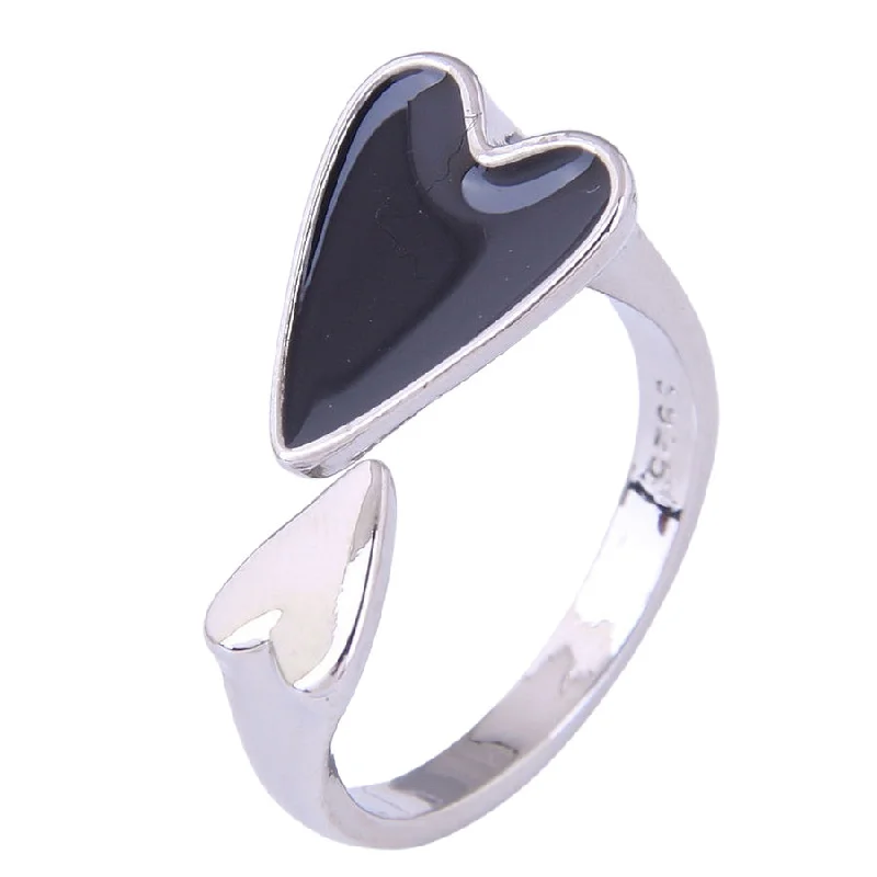 Tri-tone rings-Black Heart Rocker Chic Wrap Ring