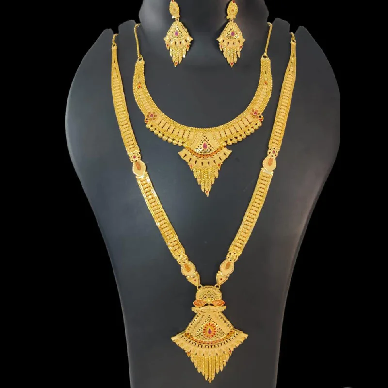 Worn bronze necklaces-Pari Art Jewellery Forming Gold Double Necklace Set