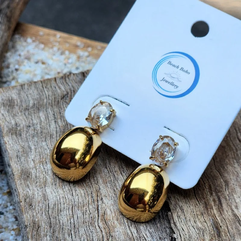 Subtle gem earrings-ABUNDANCE SUNS  - 18K GOLD  WATERPROOF EARRINGS