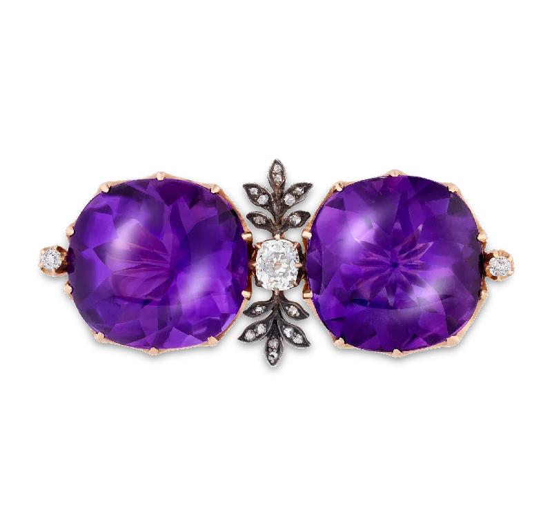 Light filigree brooch-Fabergé Amethyst Brooch, 56.21 carats