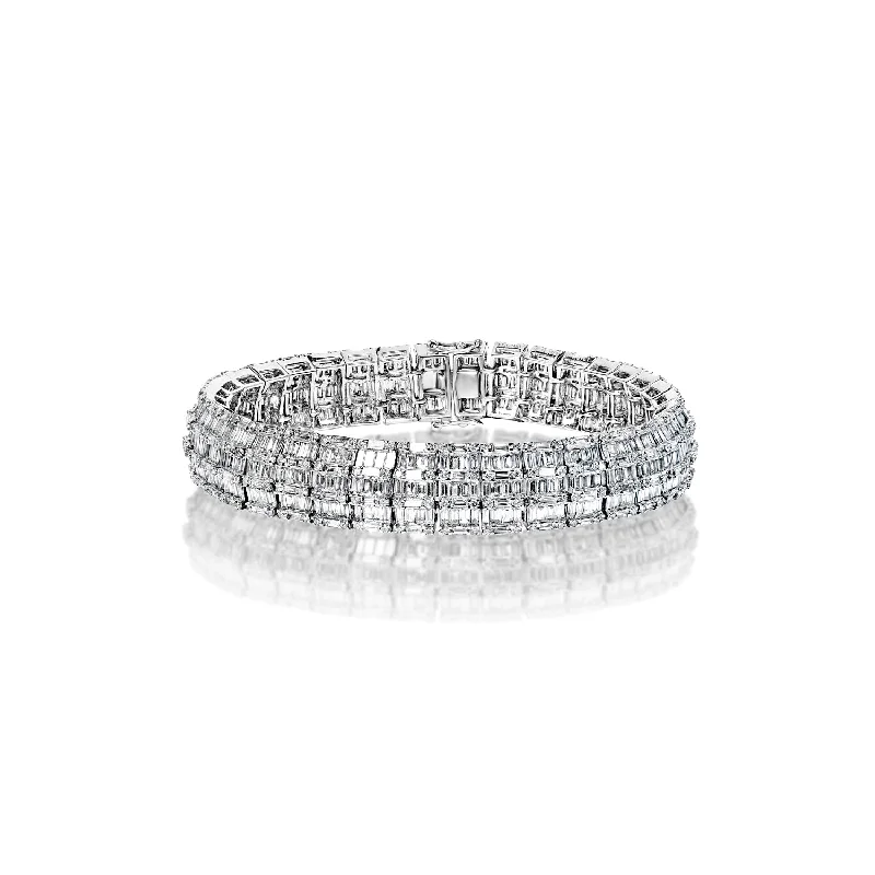 Textured letter bangles-Elodie 17 Carats Combine Mix Shape Diamond Tennis Bracelet in 14k White Gold