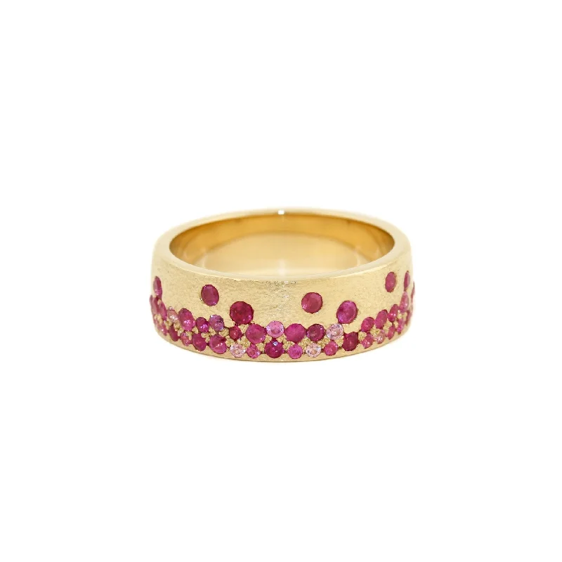 Bead trim rings-14k x 7mm Magenta Sapphire Kaleidoscope Confetti Band