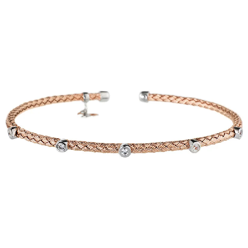 Pure link bangles-Rose Gold Bracelet 5 CZ