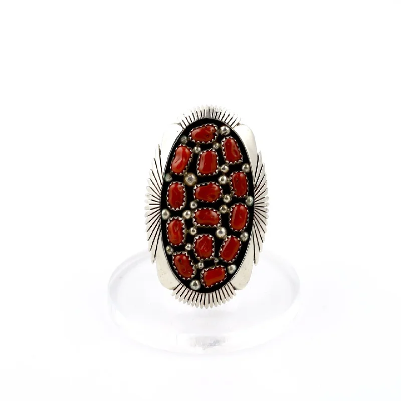 Astro birthstone rings-Cluster Red Coral Ring