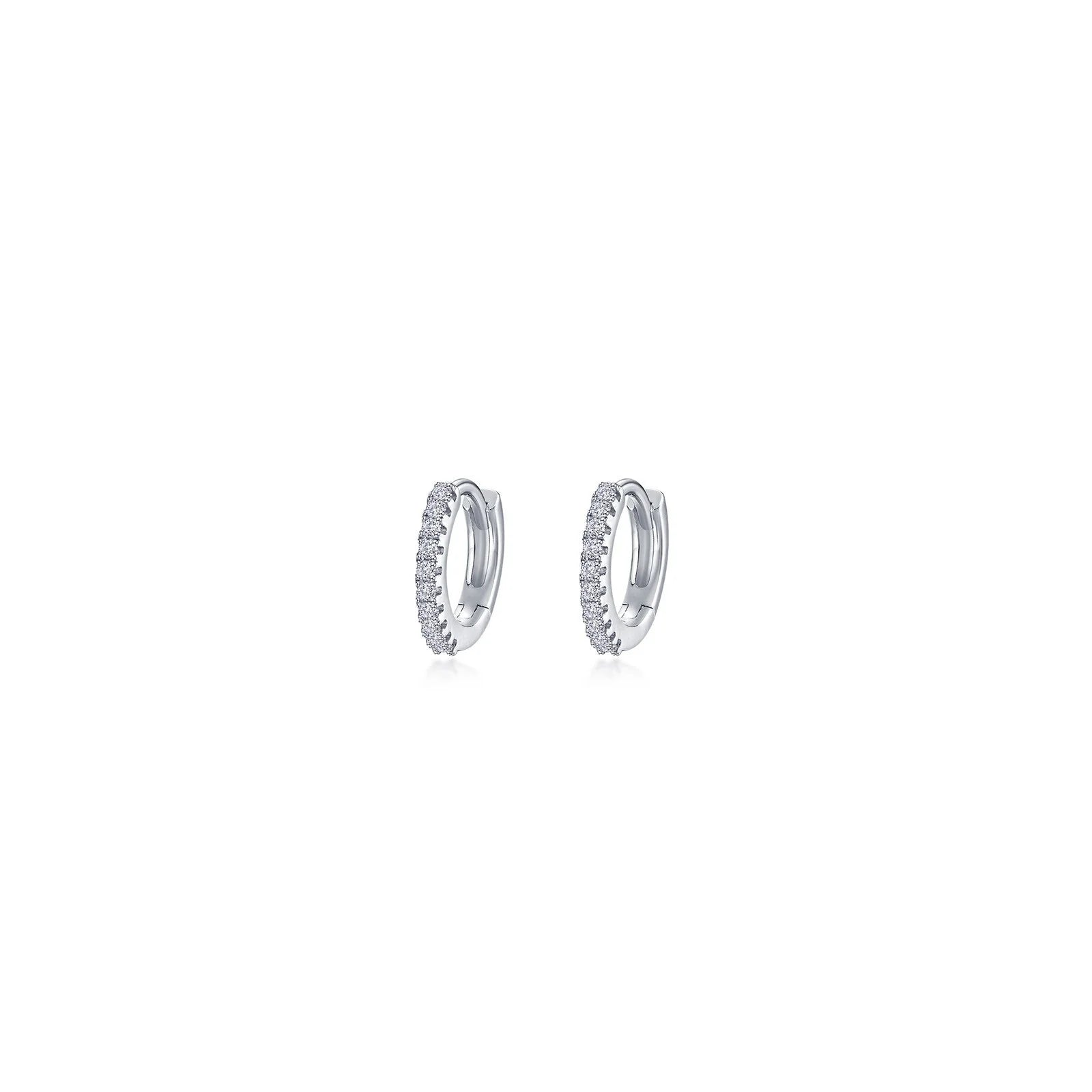 Bead braid earrings-Lafonn Simulated Diamond 10mm Huggie Hoop Earrings E0619CLP00